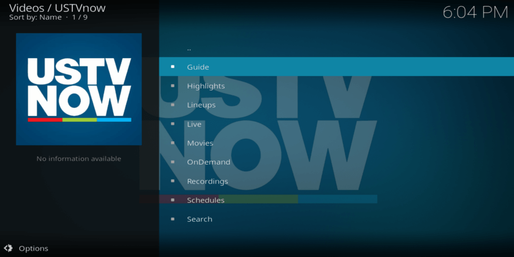 USTVNow on Kodi