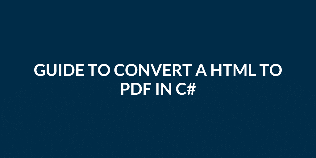 Convert a HTML to PDF in C#