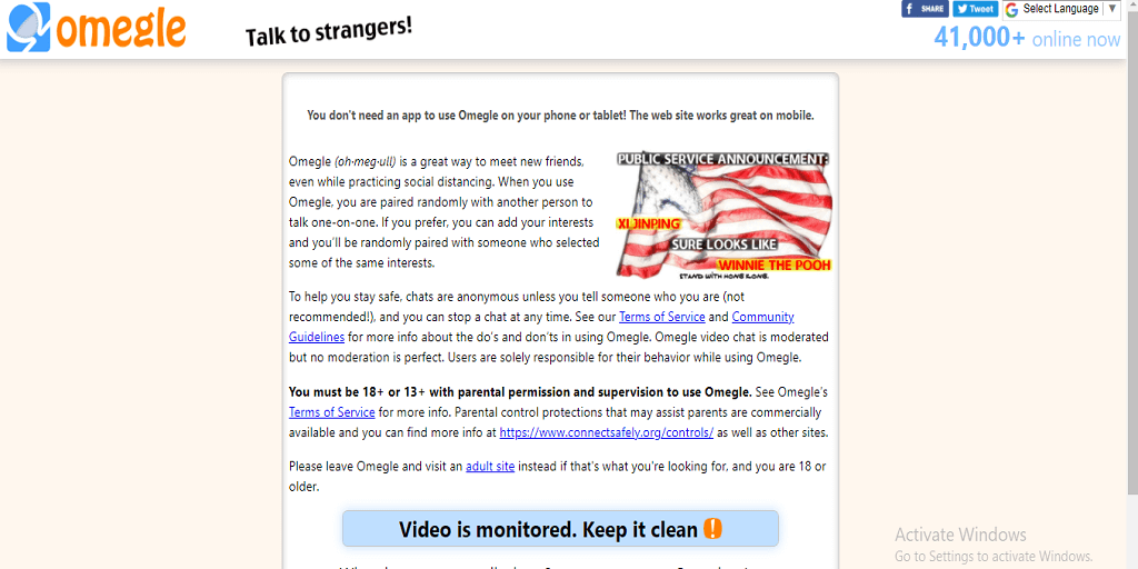 Omegle Error Connecting to Server