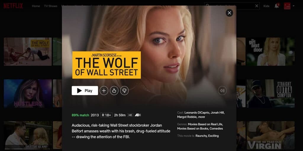 watch wolf of wall street netflix