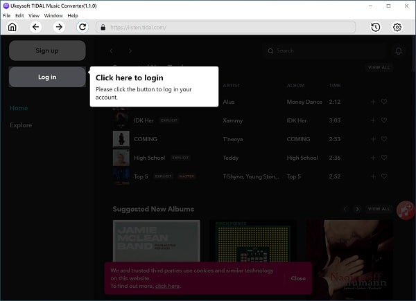 Open UkeySoft and Login Your Tidal Account