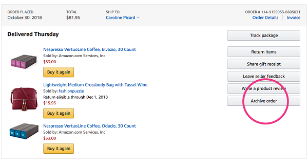 archiving your orders