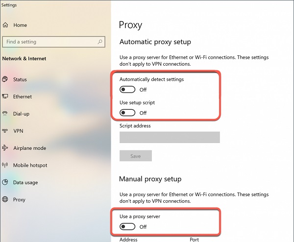 Method 4: Disabling/Uninstalling Proxy Server or VPN Client