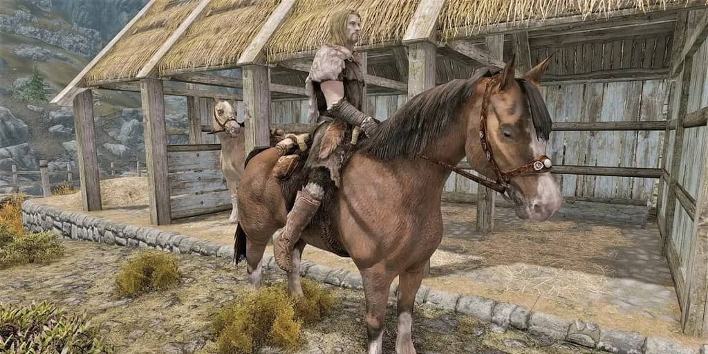 Skyrim Glitch Replaces an NPC’s Head with a Horse Head